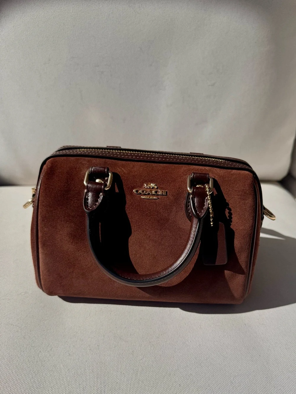 NWOT Coach Brown Suede Mini Rowan